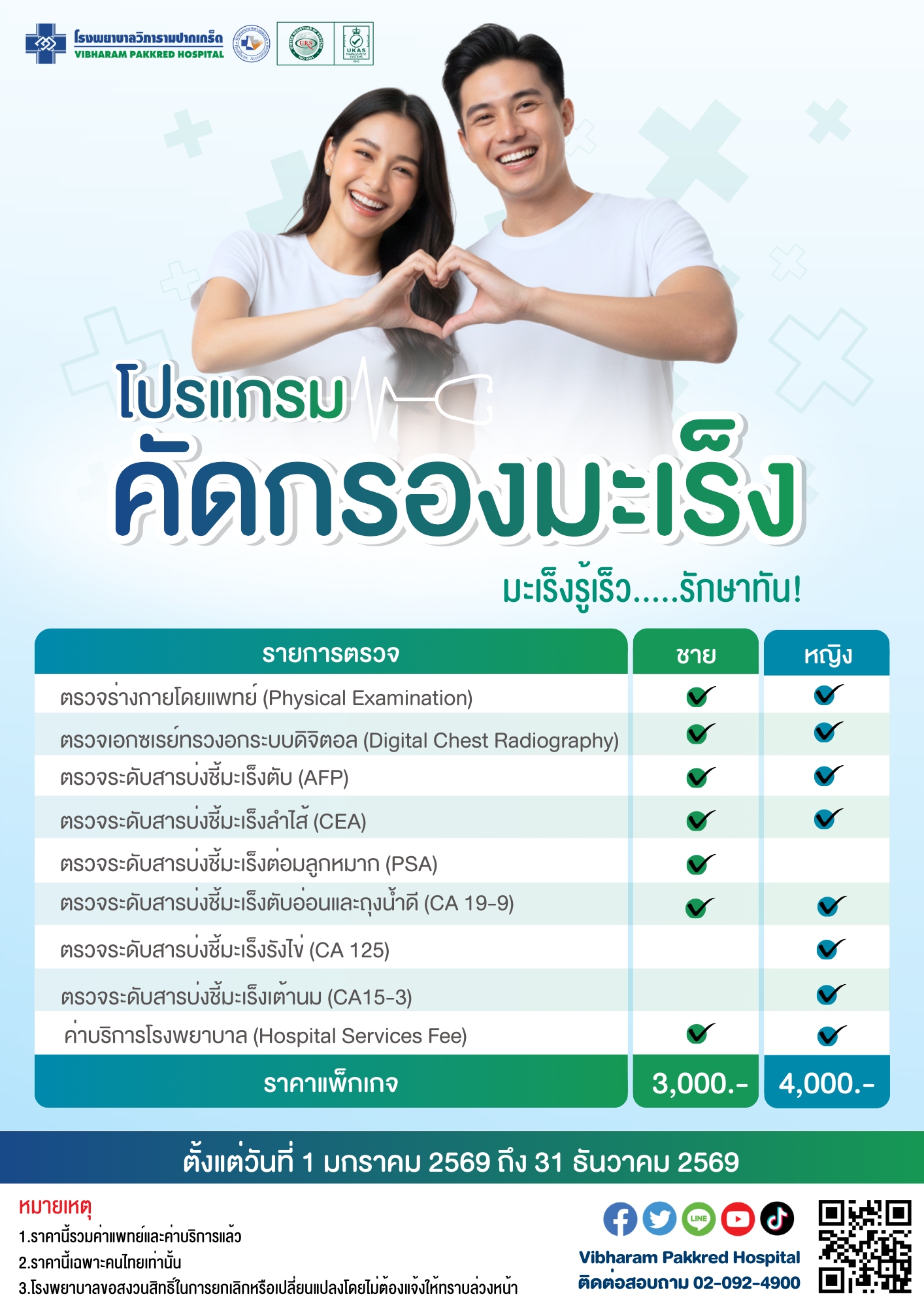 คัดกรองมะเร็ง ประจำปี 2569