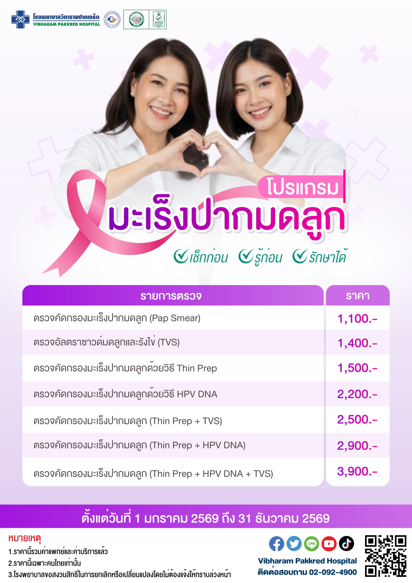 โปรแกรมคัดกรองมะเร็งปากมดลูก ประจำปี 2569 